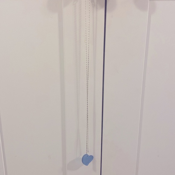 Heart blue Seaglass necklace on silver chain 27 inches long - Picture 2 of 3